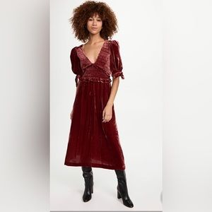 Sea New York Mayde Velvet Puff Sleeve Smocked Dress
